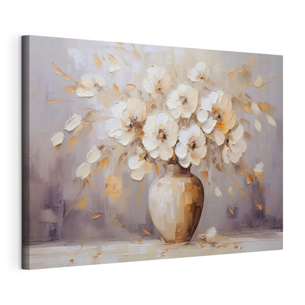 Schilderij van bloemen in een vaas Canvas Schilderijen Schilderij van bloemen in een vaas