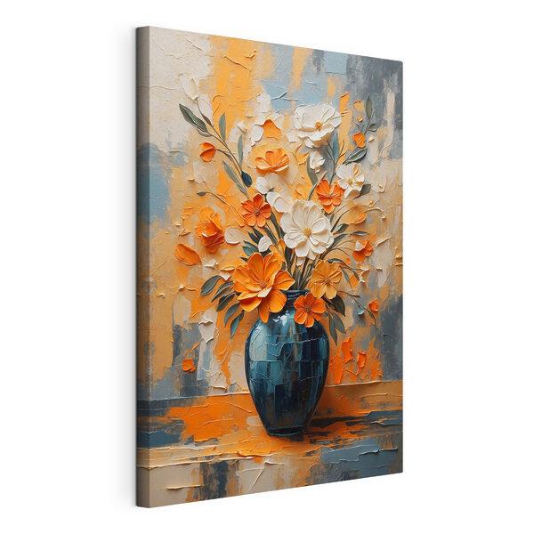 Schilderij van bloemen in een vaas Canvas Schilderijen Schilderij van bloemen in een vaas