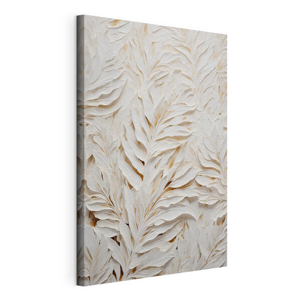 Canvas Schilderijen Wit en bruin bladmotief