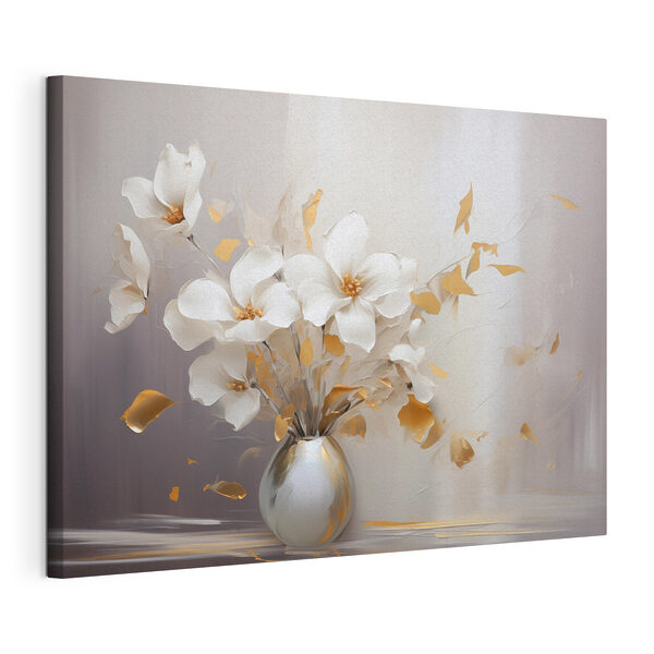 Canvas Schilderijen Elegante bloemen in een stijlvolle vaas