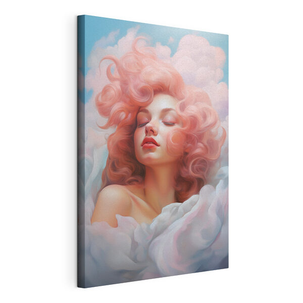 Canvas Schilderijen Vrouw met roze haar