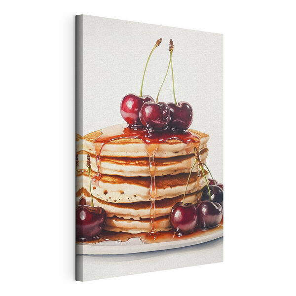 Stack of pancakes with cherries on top
