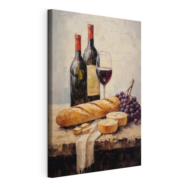 Canvas Schilderijen Canvas Schilderijen Schilderij van wijnflessen en druiven (Artikelnummer: s44815)