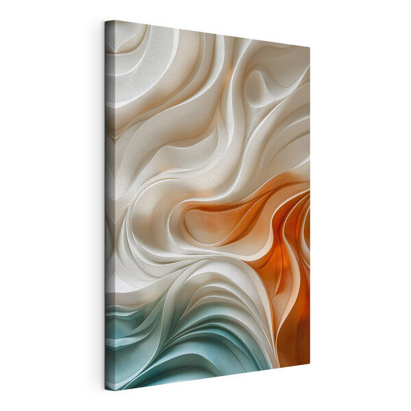 Canvas Schilderijen Canvas Schilderijen Wit en oranje golvend oppervlak (Artikelnummer: s44967)
