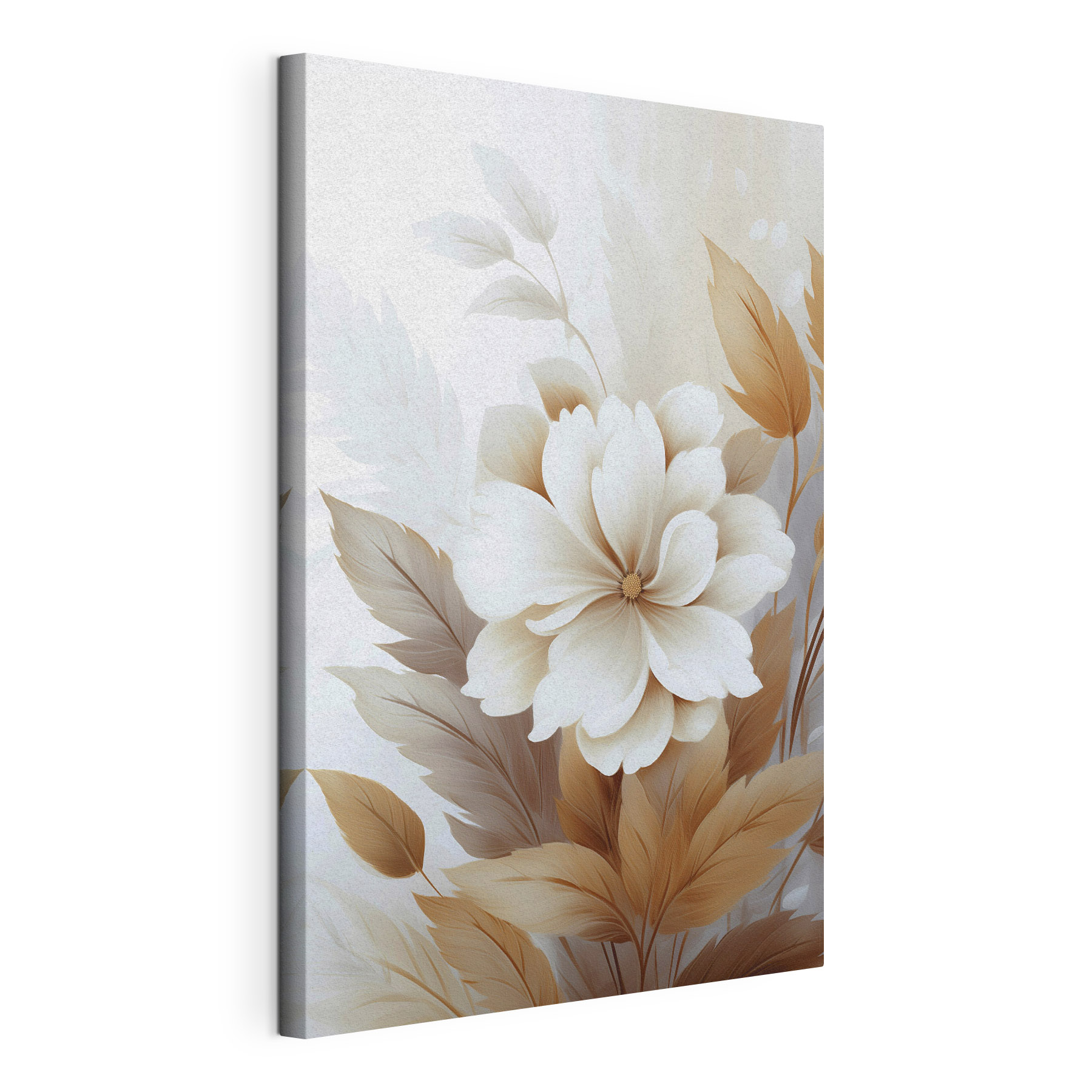 White flower with brown leaves