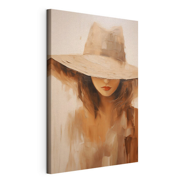 Canvas Schilderijen Schilderij van een vrouw met een hoed op (Artikelnummer: s47312) Canvas Schilderijen Canvas Schilderijen Schilderij van een vrouw met een hoed op (Artikelnummer: s47312)
