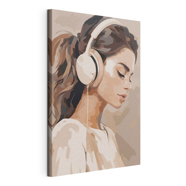 Canvas Schilderijen Canvas Schilderijen Vrouw met een koptelefoon op (Artikelnummer: s47411)