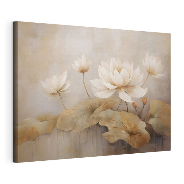 Canvas Schilderijen Schilderij van bloemen en bladeren