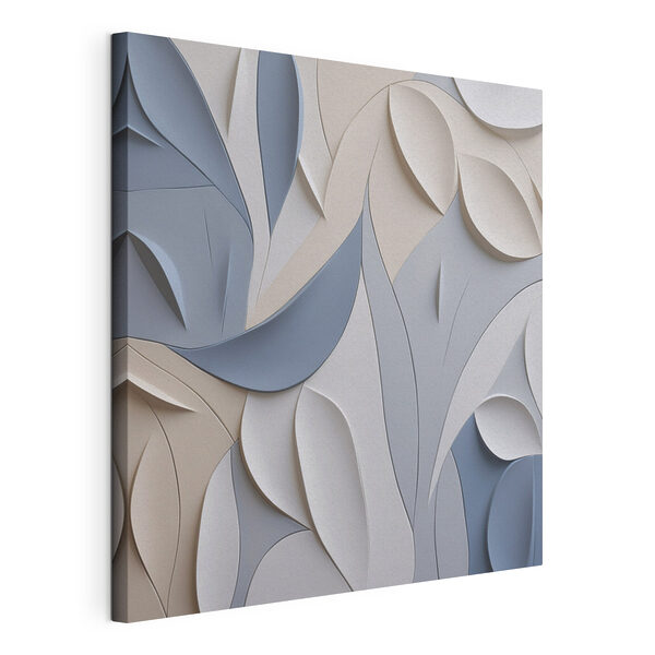 Muur met witte en blauwe bladeren Canvas Schilderijen Muur met witte en blauwe bladeren
