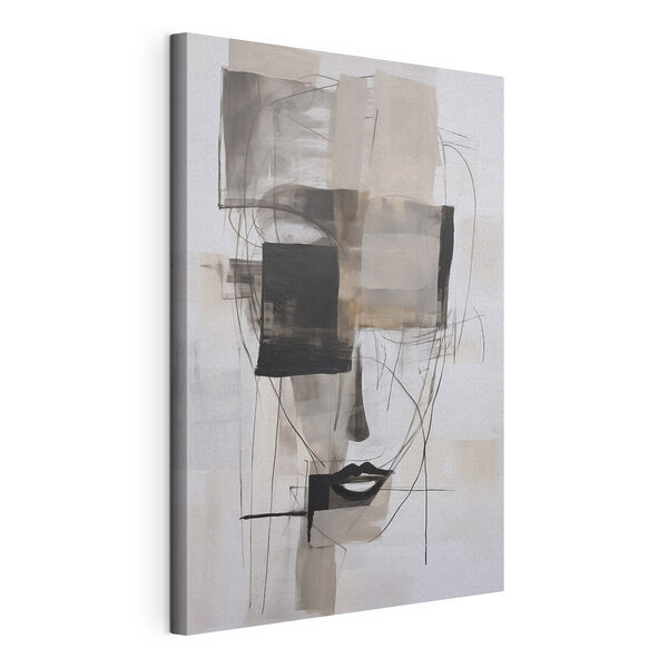 Canvas Schilderijen Schilderij van een gezicht met zwarte en witte vierkanten en lijnen (Artikelnummer: s47715) Canvas Schilderijen Canvas Schilderijen Schilderij van een gezicht met zwarte en witte vierkanten en lijnen (Artikelnummer: s47715)