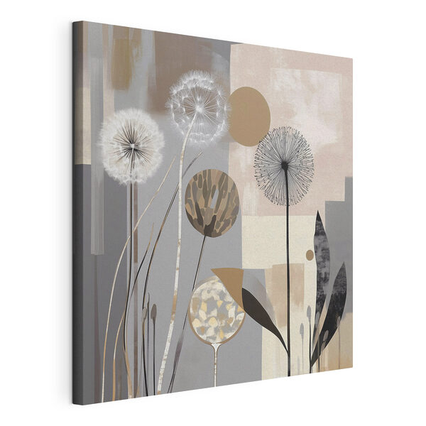 Canvas Schilderijen Canvas Schilderijen Schilderij van paardenbloemen en planten (Artikelnummer: s47776)