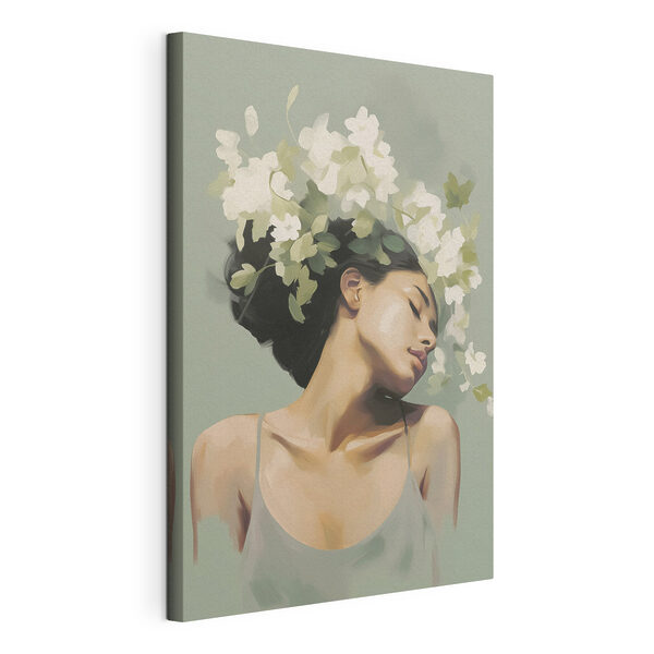 Canvas Schilderijen Canvas Schilderijen Vrouw met bloemen in haar haar (Artikelnummer: s47806)
