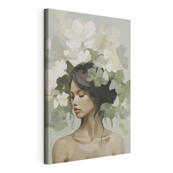 Canvas Schilderijen Canvas Schilderijen Vrouw met bloemen op haar hoofd (Artikelnummer: s47807)