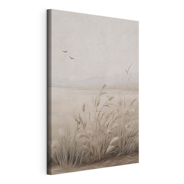 Canvas Schilderijen Canvas Schilderijen Schilderij van een grasveld en vogels die in de lucht vliegen (Artikelnummer: s47850)