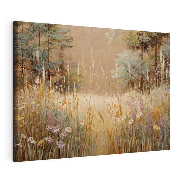 Schilderij van een bloemenveld Canvas Schilderijen Schilderij van een bloemenveld