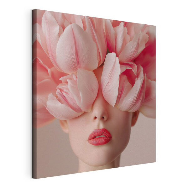 Canvas Schilderijen Vrouw met roze bloemen op haar hoofd (Artikelnummer: s47920) Canvas Schilderijen Canvas Schilderijen Vrouw met roze bloemen op haar hoofd (Artikelnummer: s47920)