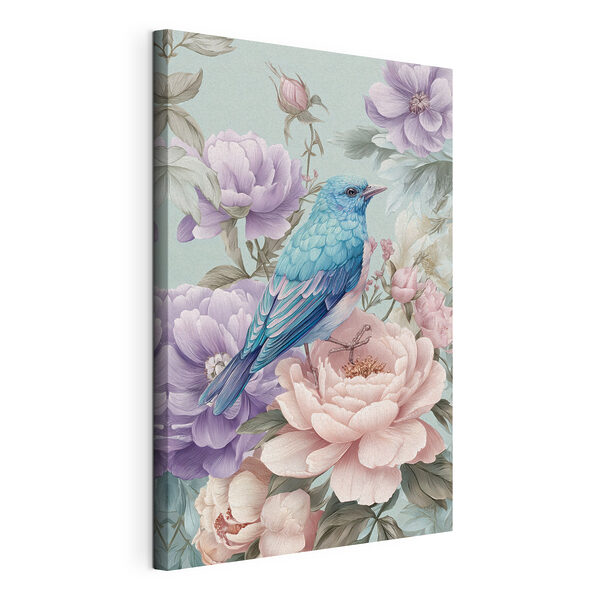 Canvas Schilderijen Een blauwe vogel die op een bloem zit (Artikelnummer: s47943) Canvas Schilderijen Canvas Schilderijen Een blauwe vogel die op een bloem zit (Artikelnummer: s47943)