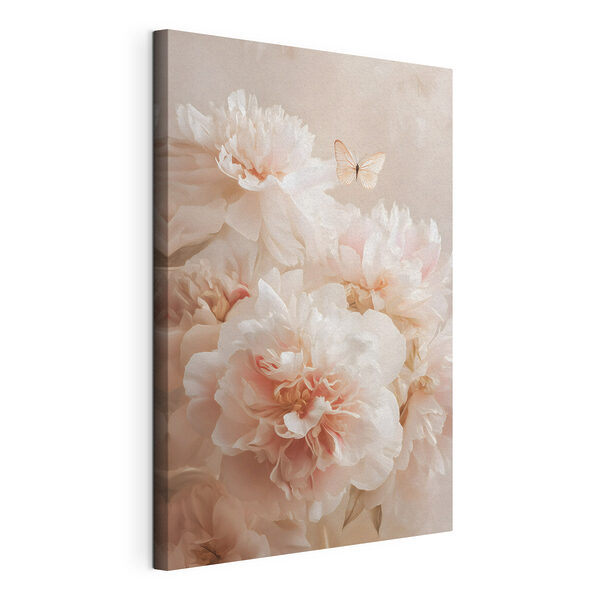 Canvas Schilderijen Canvas Schilderijen Een vlinder die over een groep witte bloemen vliegt (Artikelnummer: s47954)