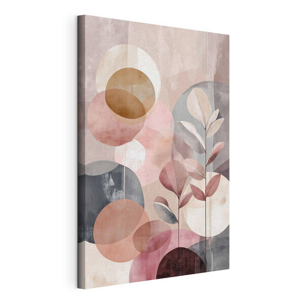 Canvas Schilderijen Schilderij van een plant met bladeren en cirkels (Artikelnummer: s47977) Canvas Schilderijen Canvas Schilderijen Schilderij van een plant met bladeren en cirkels (Artikelnummer: s47977)