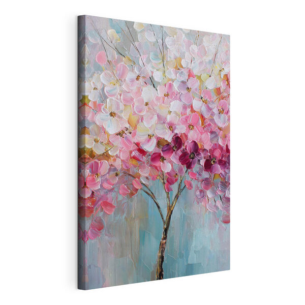 Canvas Schilderijen Canvas Schilderijen Schilderij van een boom met roze bloemen (Artikelnummer: s47988)