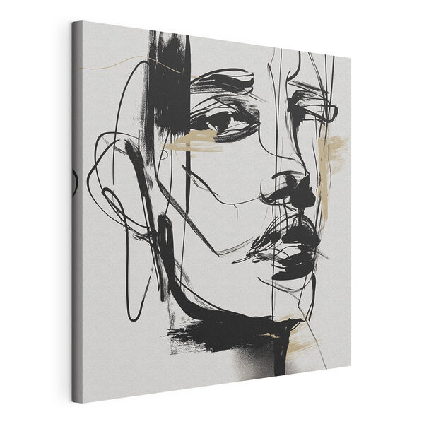Canvas Schilderijen Zwart-witte tekening van het gezicht van een vrouw (Artikelnummer: s48014) Canvas Schilderijen Canvas Schilderijen Zwart-witte tekening van het gezicht van een vrouw (Artikelnummer: s48014)