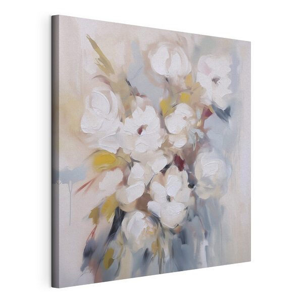Canvas Schilderijen Schilderij van bloemen op een witte ondergrond