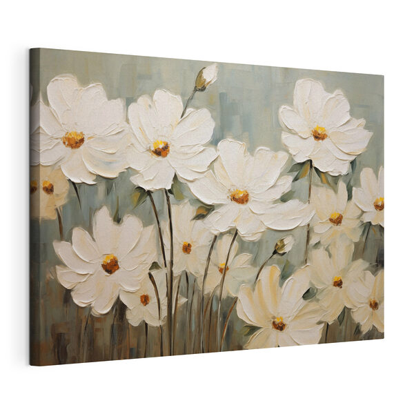 Canvas Schilderijen Schilderij van witte bloemen