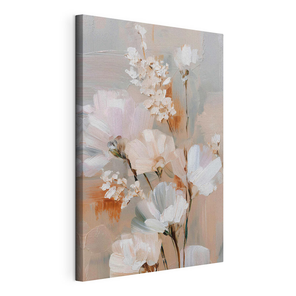 Painting of flowers on a white surface Painting of flowers on a white surface
