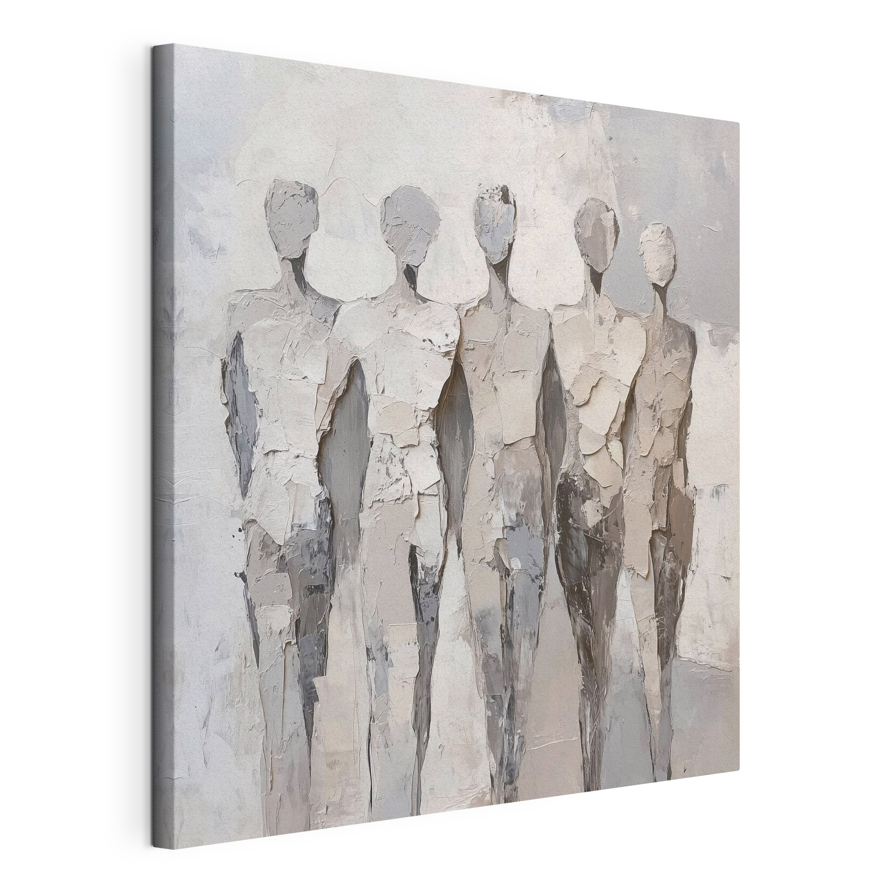 Group of people painted in white