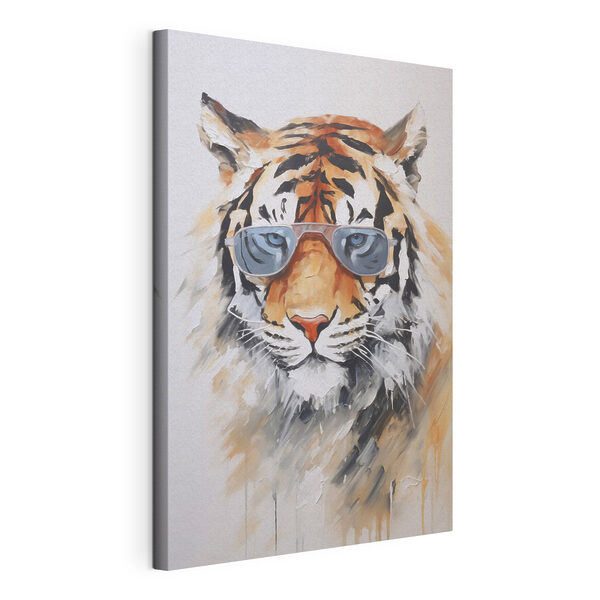 Canvas Schilderijen Canvas Schilderijen Schilderij van een tijger met een zonnebril op (Artikelnummer: s48319)