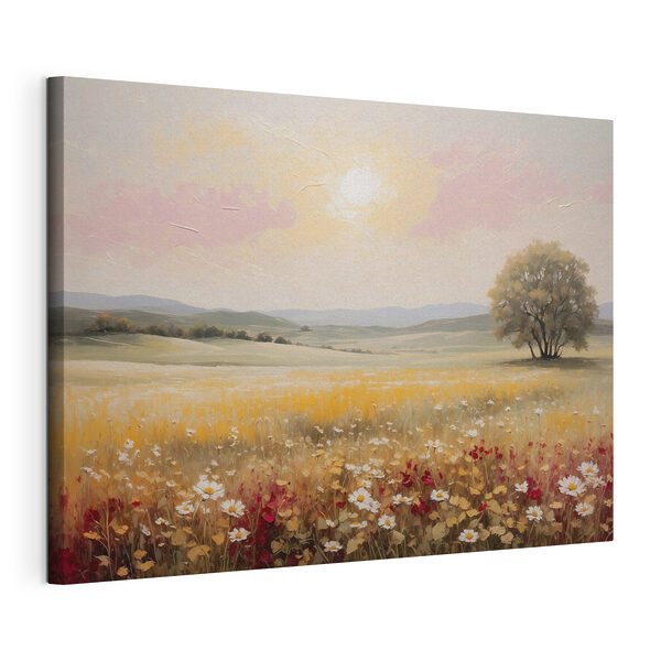 Canvas Schilderijen Schilderij van een bloemenveld