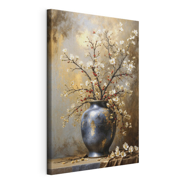Canvas Schilderijen Canvas Schilderijen Vaas met witte bloemen (Artikelnummer: s48361)