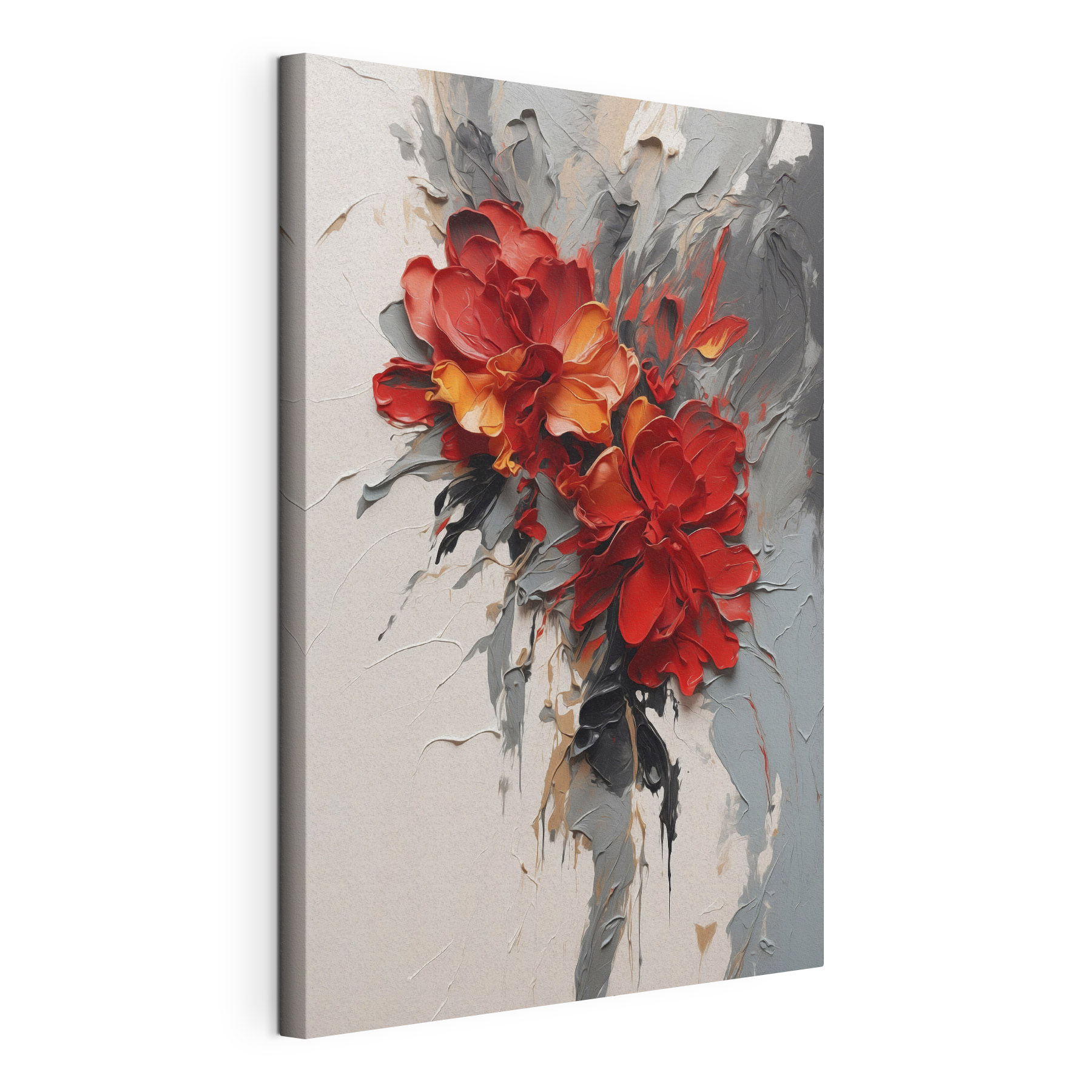 Painting of flowers on a white surface