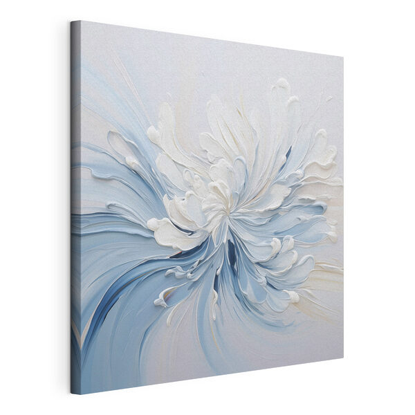 Canvas Schilderijen Witte en blauwe verfkrullen
