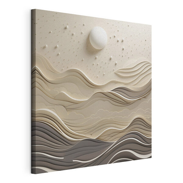Canvas Schilderijen Canvas Schilderijen Een wit vel papier, uitgesneden in de vorm van golven en een witte zon (Artikelnummer: s48402)