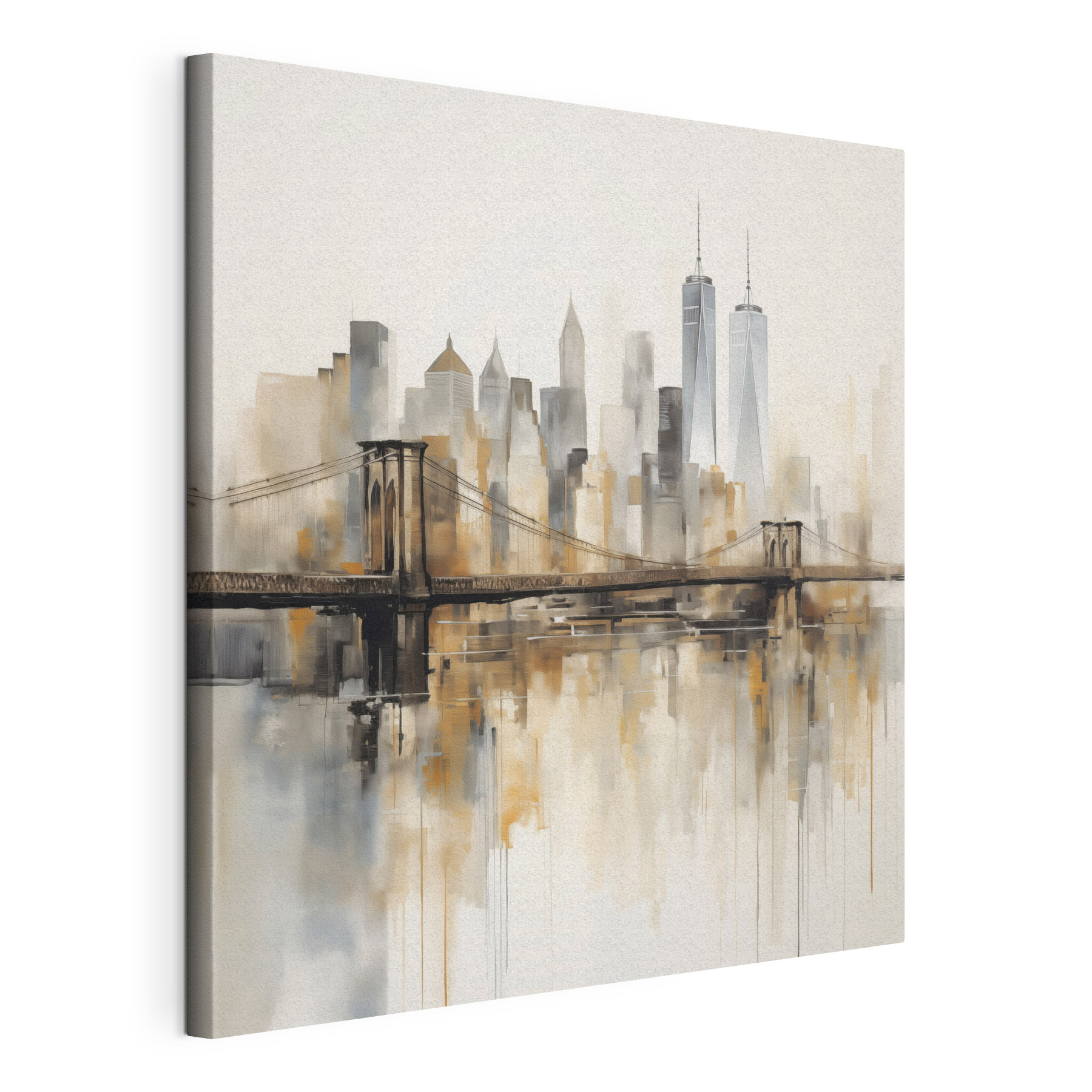 Bridge over water with city skyline in the background Bridge over water with city skyline in the background