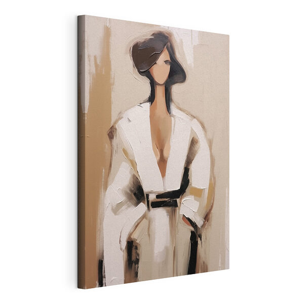 Canvas Schilderijen Schilderij van een vrouw in een wit gewaad