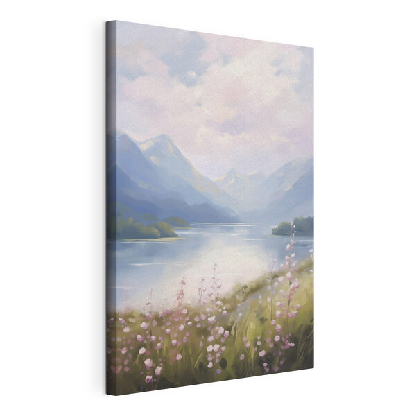 Canvas Schilderijen Schilderij van een meer en bergen (Artikelnummer: s48504) Canvas Schilderijen Canvas Schilderijen Schilderij van een meer en bergen (Artikelnummer: s48504)