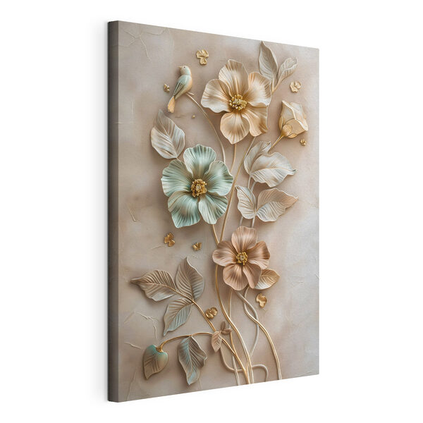 Canvas Schilderijen Canvas Schilderijen Wanddecoratie met bloemen en bladeren (Artikelnummer: s48527)