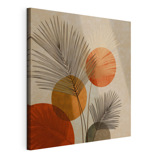 Canvas Schilderijen Canvas Schilderijen - Levendig blad met cirkelvormige patronen (Artikelnummer: s48557)