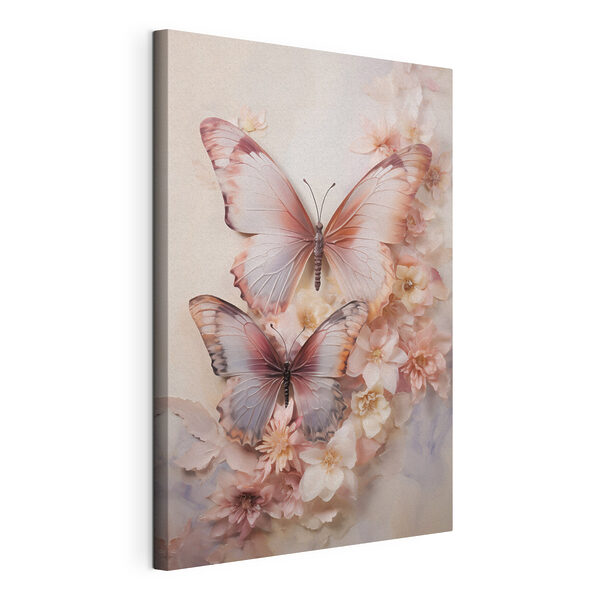 Canvas Schilderijen Vlinders op een muur met bloemen (Artikelnummer: s48565) Canvas Schilderijen Canvas Schilderijen Vlinders op een muur met bloemen (Artikelnummer: s48565)