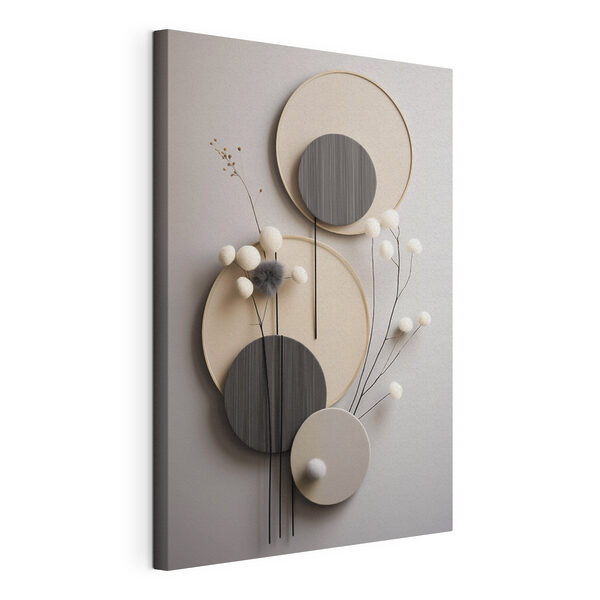 Canvas Schilderijen Wanddecoratie met ronde cirkels en witte bloemen (Artikelnummer: s48601) Canvas Schilderijen Canvas Schilderijen Wanddecoratie met ronde cirkels en witte bloemen (Artikelnummer: s48601)