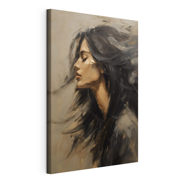 Canvas Schilderijen Canvas Schilderijen Schilderij van een vrouw met lang haar (Artikelnummer: s48622)