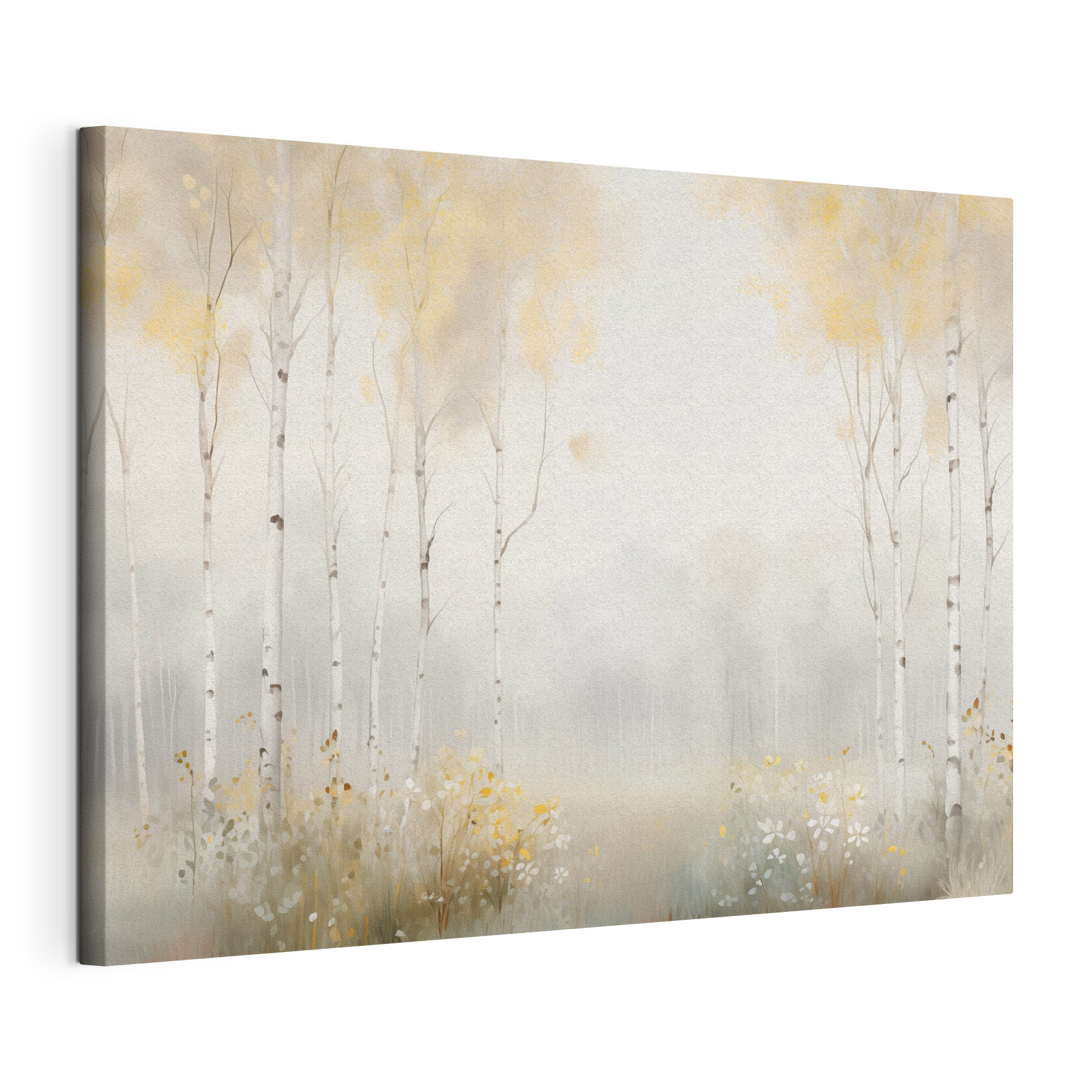Painting of a forest with trees and flowers Painting of a forest with trees and flowers