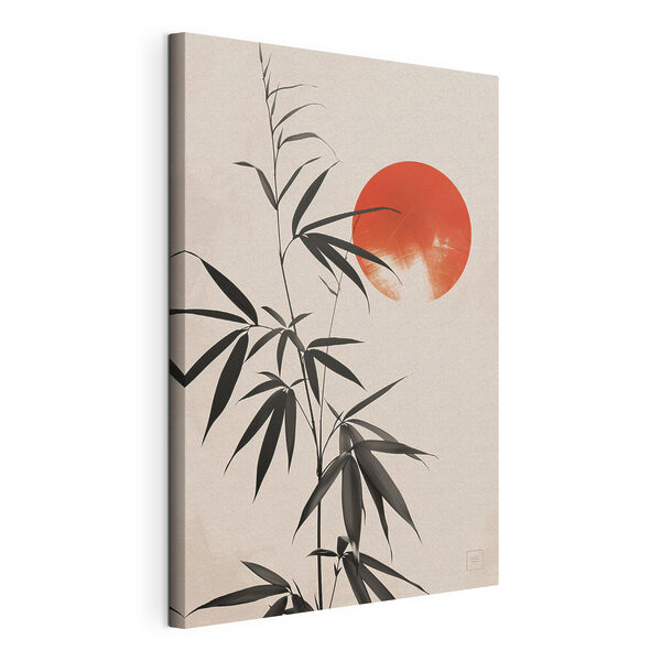 Canvas Schilderijen Canvas Schilderijen Plant met bladeren en een rode cirkel (Artikelnummer: s48630)