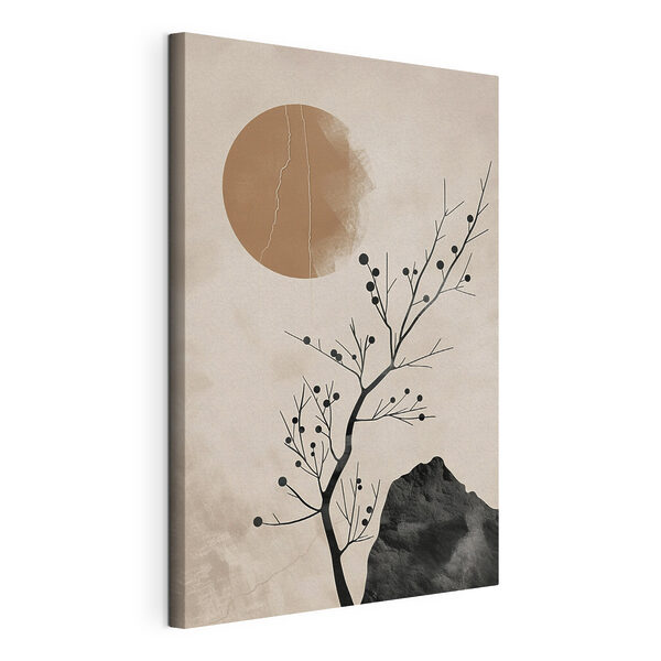 Canvas Schilderijen Canvas Schilderijen Boom en rots met een scheur in de zon (Artikelnummer: s48631)