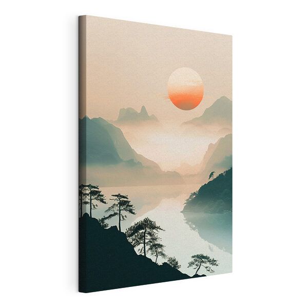 Canvas Schilderijen Landschap met bergen en een meer (Artikelnummer: s48632) Canvas Schilderijen Canvas Schilderijen Landschap met bergen en een meer (Artikelnummer: s48632)
