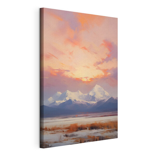 Canvas Schilderijen Bergketen met een roze lucht (Artikelnummer: s48742) Canvas Schilderijen Canvas Schilderijen Bergketen met een roze lucht (Artikelnummer: s48742)