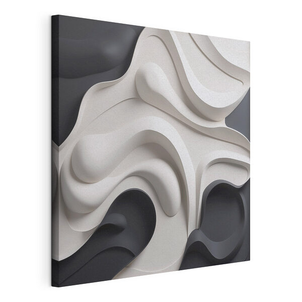 Zwart-witte golvende vormen Canvas Schilderijen Zwart-witte golvende vormen