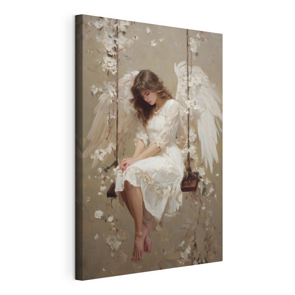Painting of a woman sitting on a swing Painting of a woman sitting on a swing